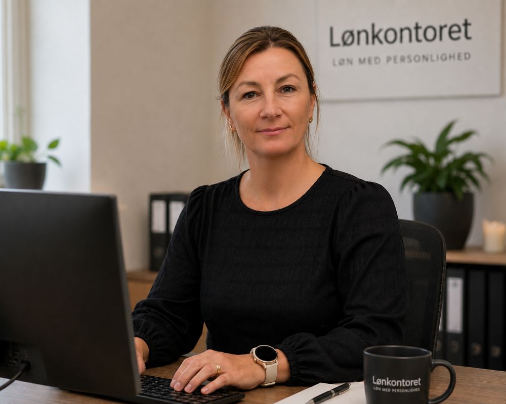 Helle Korsled, grundlægger af Lønkontoret, ved sit skrivebord